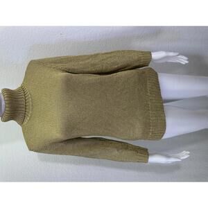 NEW Sz M Lauren Ralph Lauren Metallic Gold Turtleneck Sweater Pullover Holiday